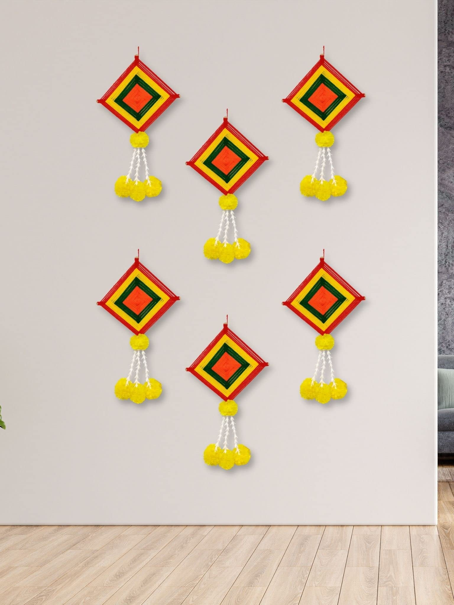 Jh Gallery Handmade Artificial Marigold Fluffy Flowers Colorful Woolen