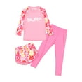 thumbnail image 1 of Jhaoyu Girls Swimsuits 3 Pieces Long Sleeve Rash Guard Set Quick Dry Bathing Suits UPF 50+ Swimwear Pink XL, 1 of 7