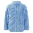 thumbnail image 1 of Jhaoyu Kids Girls Long Sleeve Faux Fur Fleece Zip Up Jacket Thicken Solid Color Casual Warm Outerwear Blue 140, 1 of 7