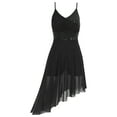 thumbnail image 1 of Jhaoyu Womens Lyrical Dance Dress Asymmetrical High-Low Skirt Modern Contemporary Tulle Dance Costume Black L, 1 of 4