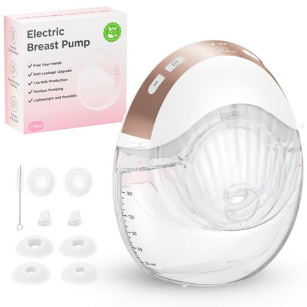Jheppbay All-in-One Electric Hands Free Breast Pump, Privacy Protection, Prevent Leakage, 5s Quick Assembly, with 17/19/21/24 mm Flange, 1 Pack（White）