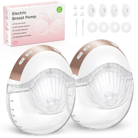 Jheppbay All-in-One Electric Hands Free Breast Pump, Privacy Protection, Prevent Leakage, 5s Quick Assembly, with 17/19/21/24 mm Flange, 2 Pack（White）