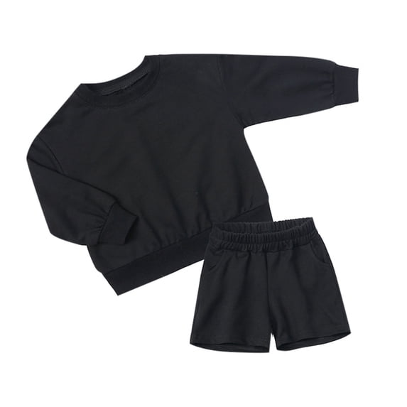 Piomll Boys Matching Sets 2 Pcs Pullover Thin Sweat Suit Hoody Elastic Waist Shorts Pockets Fall Clothing