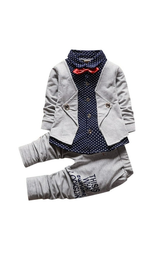 Boys Matching Sets 2Pcs Dress Tuxedo Formal Suits Shirt Pants Kids Clothes