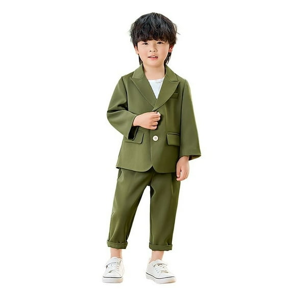 Piomll Boys Matching Sets Business Suits Coat 3 Pcs Tuxedo Formal Suit Pants Necklace Slim Fall Clothing
