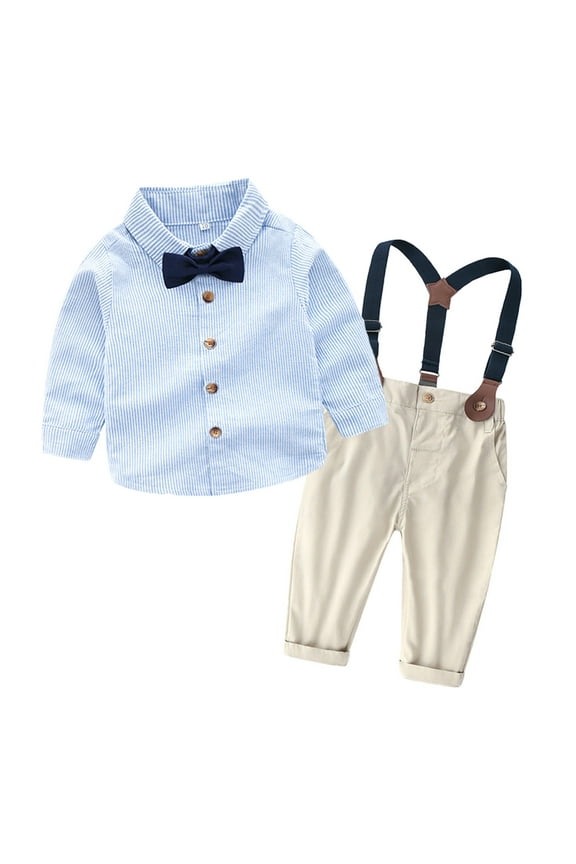 Boys Matching Sets Long Sleeve Striped Print T Shirt Pants Gentleman Suits Fall Outfits