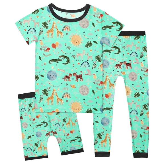 Piomll Boys Matching Sets Round Neck Shorts Pants 3 Pcs Pajama Home Casual Fall Outfits