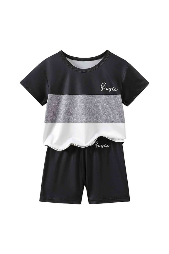 Boys Matching Sets Summer 2 Pcs Short Sleeve T Shirt Shorts Combo Casual Fall Outfits