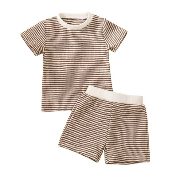 Piomll Boys Outfit Sets Casual Summer Striped Short Sleeve Shorts Athletic Fall Clothes