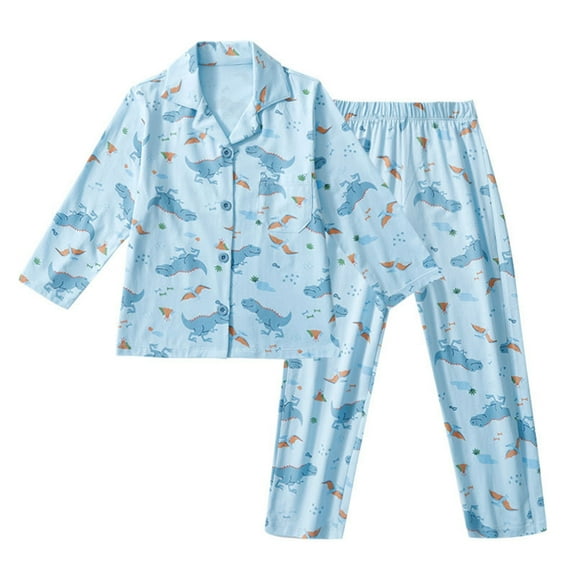 Piomll Boys Outfit Sets Pajama Notch Lapel Collar Soft Sleepwear Big Fall Outfits