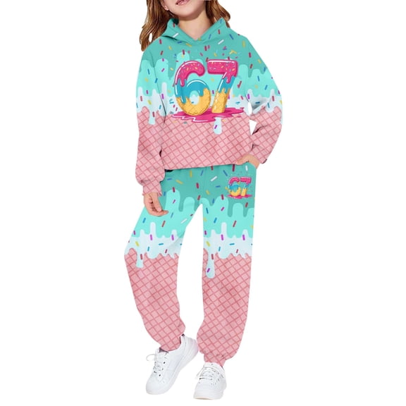 Piomll Hoodie And Sweatpants Set For Boys 67 Ice Print 2Pcs Drip Baseball 101 Fall Outfits