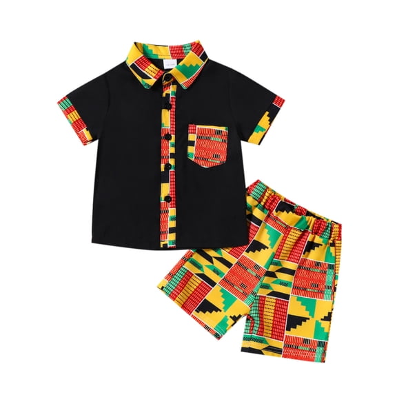 Jhhlsf Matching Sets for Boys Gentleman Short Sleeve Casual Beach Print Shorts Fall Outfits