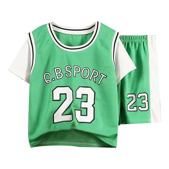 Jhhlsf Matching Sets for Boys Summer Short Sleeve Suit Basketball Training Quickly Dry Through Thin Clothing