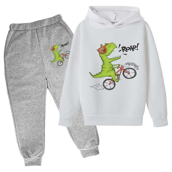 Jhhlsf Matching Sets for Boys Winter Children's Hoodie Pullover Dinosaur Print Fall Clothing