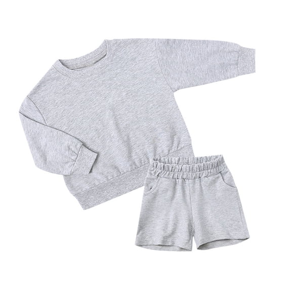 Piomll Outfit Sets for Boys 2 Pcs Pullover Thin Sweat Suit Hoody Elastic Waist Shorts Pockets Fall Outfits