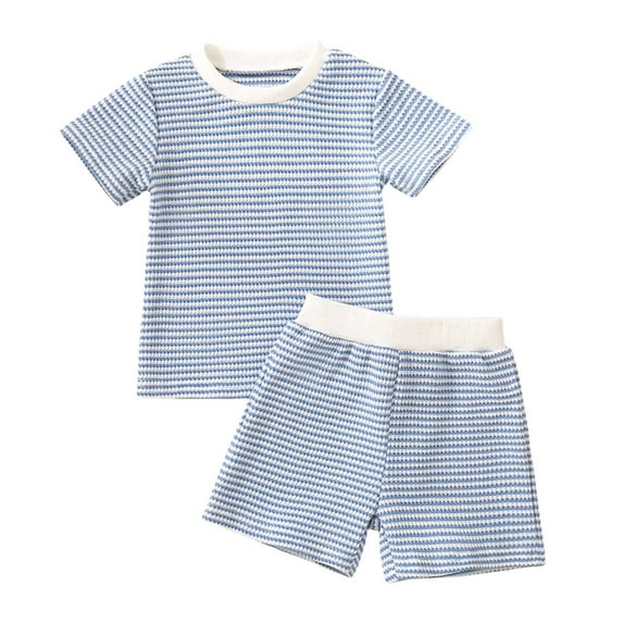 Piomll Outfit Sets for Boys Casual Summer Striped Short Sleeve Shorts Fall Outfits