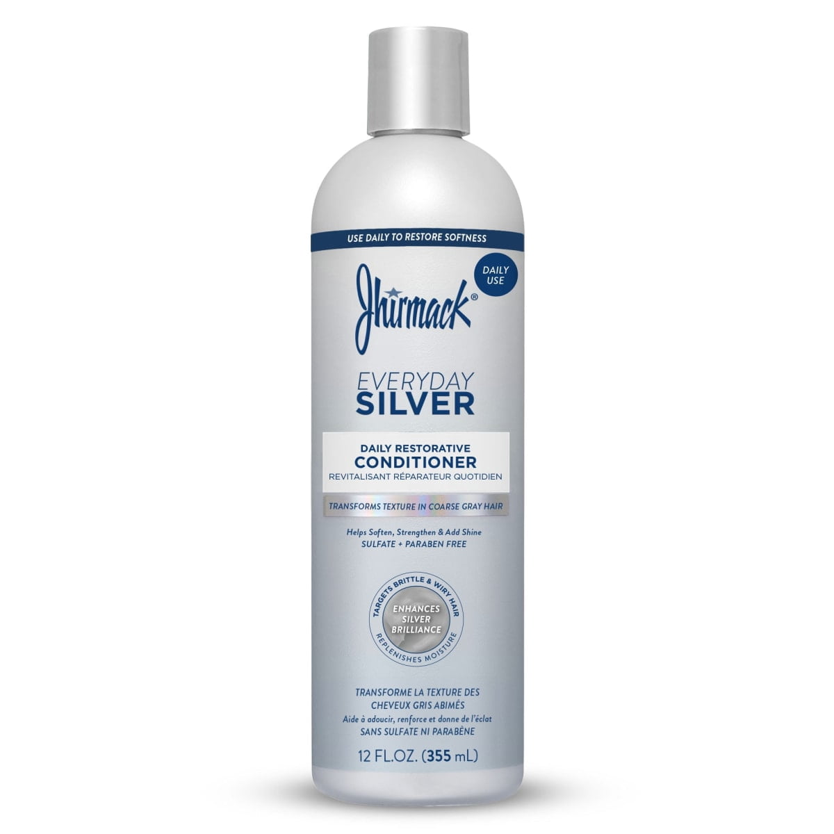 Jhirmack Everyday Silver Daily Restorative Conditioner for All Shades, Silver & Gray Hair, 12 fl oz