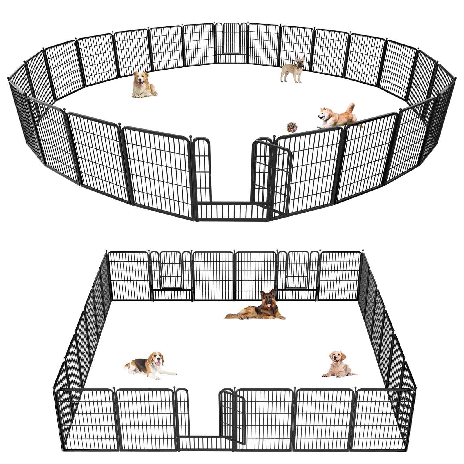 Jhsomdr 32" Height Heavy Duty Metal Dog Playpen 24 Panels Exercise Dog ...