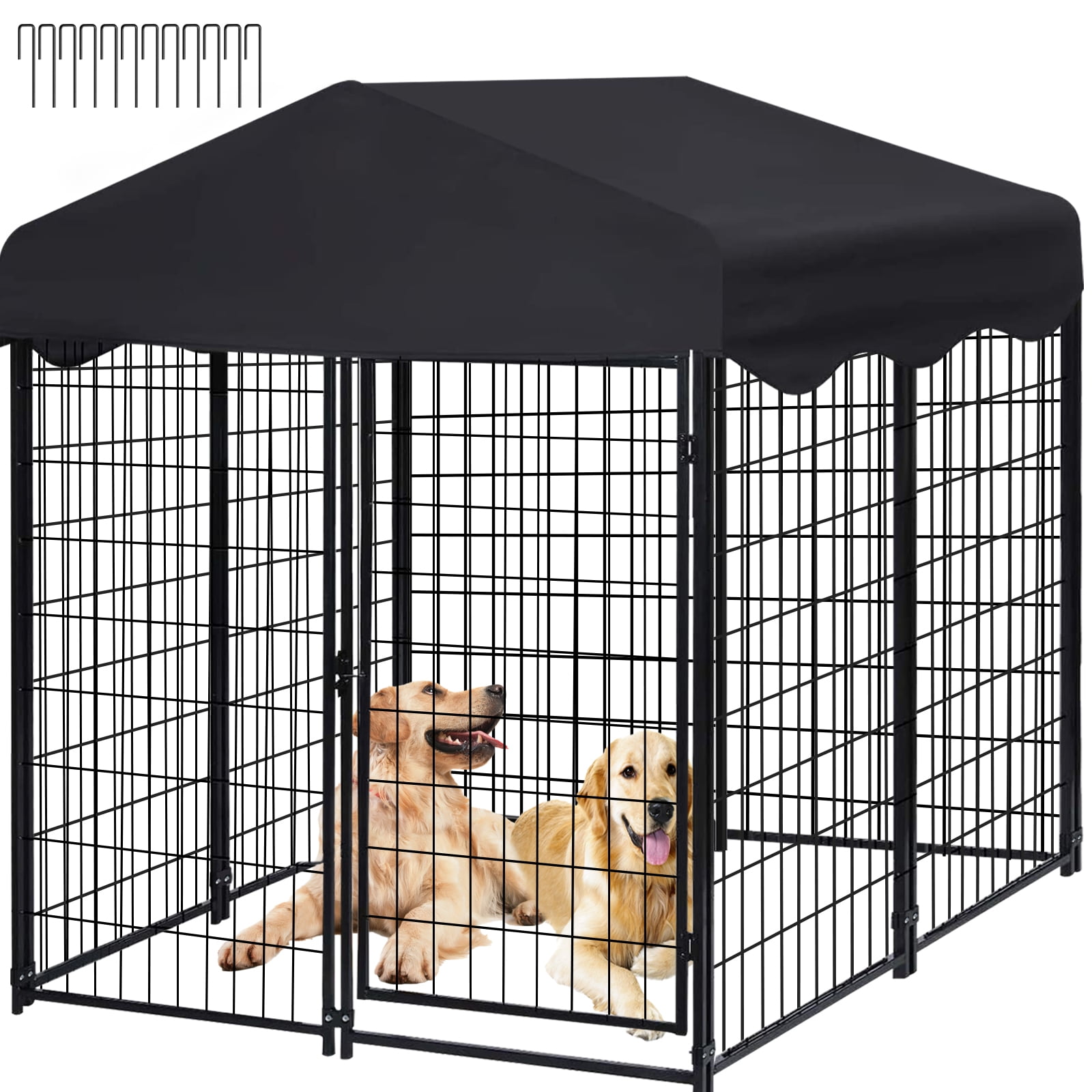 Jhsomdr Outdoor Enclosed Pet Cage 4.2x4x4.5ft Kennel UV Resistant Oxford Cover Metal Fence for Small Medium Dogs Walmart