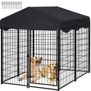 Jhsomdr 4.2ft x 4ft x 4.5ft Outdoor Dog Kennel with UV-Resistant Oxford Cloth Roof, 8 Panels Metal Dog Fence for Medium Small Dogs