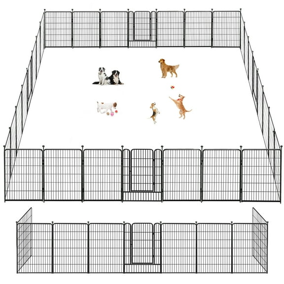 Jhsomdr 40" Height Heavy Duty Metal Dog Playpen 30 Panels Exercise Pens Foldable Fence, with Gates Indoor Outdoor for RV Camping Yard