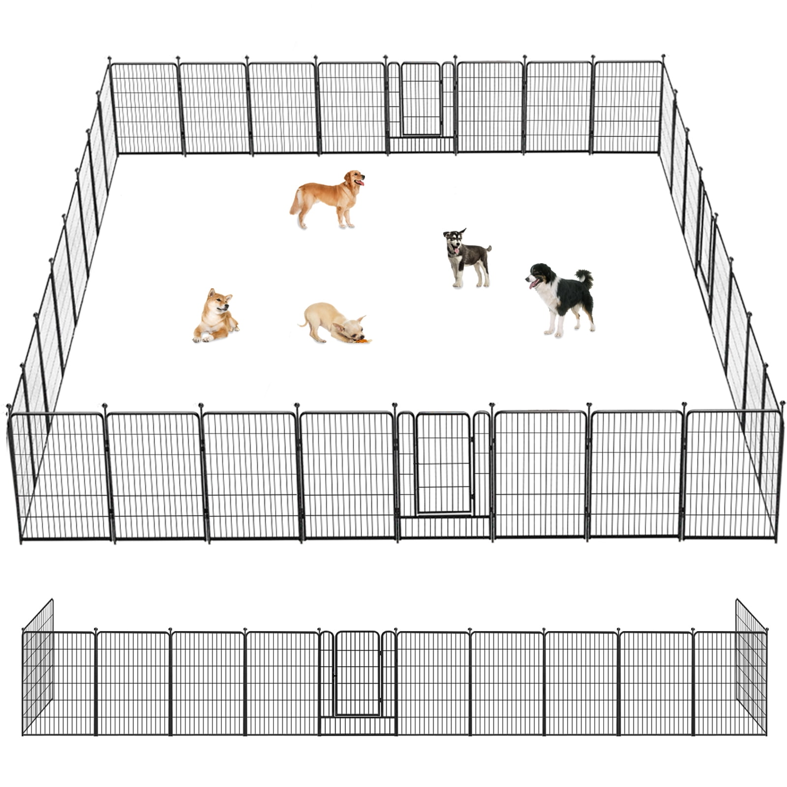 Jhsomdr 40" Height Heavy Duty Metal Dog Playpen 32 Panels Exercise Pens Foldable Fence, with Gates Indoor Outdoor for RV Camping Yard
