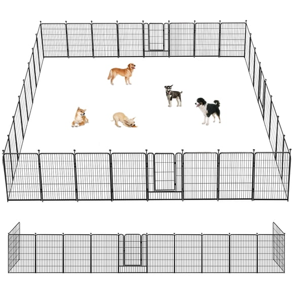 Jhsomdr 40" Height Heavy Duty Metal Dog Playpen 32 Panels Exercise Pens Foldable Fence, with Gates Indoor Outdoor for RV Camping Yard
