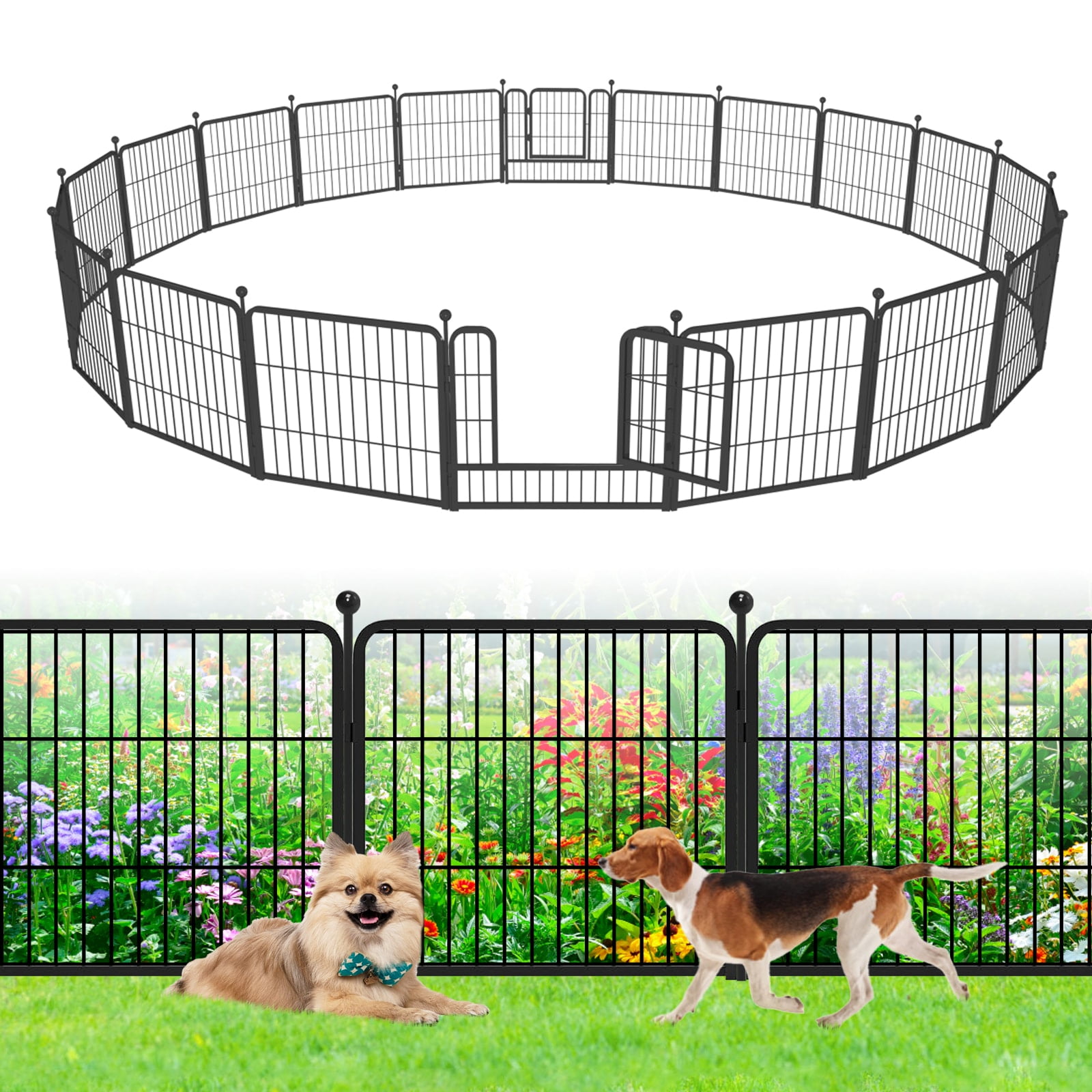 Jhsomdr Decorative Garden Fence 24" Height 20 Panels Metal Wire Animal Barrier Fence No Dig Garden Fencing for Yard Patio Outdoor