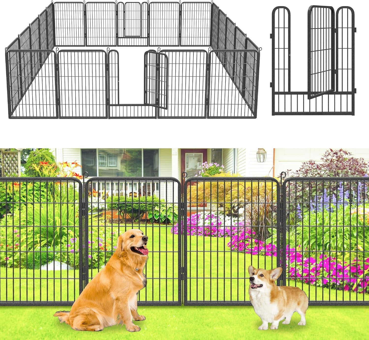 Jhsomdr Decorative Garden Fence 32" Height 20 Panels Heavy Duty Metal No Dig Animal Barrier Garden Wire Fencing for Yard