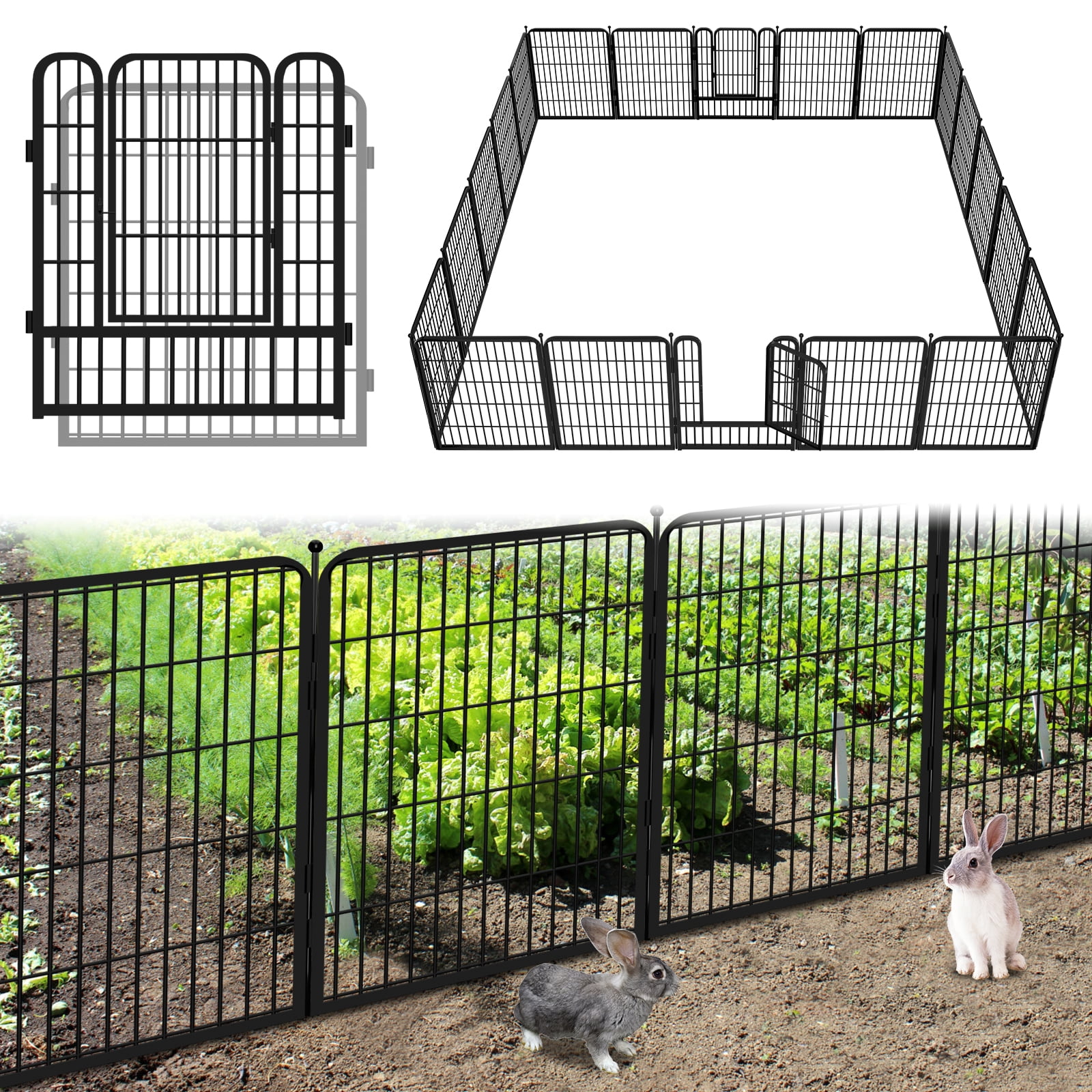 Jhsomdr Decorative Garden Fence 46ft(L)×32in(H) 20 Panels Heavy Duty Metal Wire Fence Panels No Dig Temporary Animal Barrier Fencing for Yard, Patio, Flower Bed
