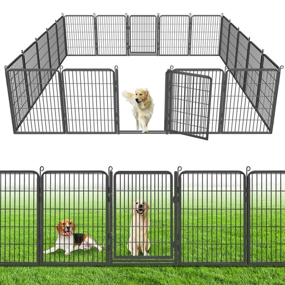Jhsomdr Decorative Garden Fence with Gate 44ft (L)×32in (H) Heavy Duty Metal Fence Outdoor Wire Fence No Dig Fence Panel Animal Barrier Garden Fencing for Yard Landscape
