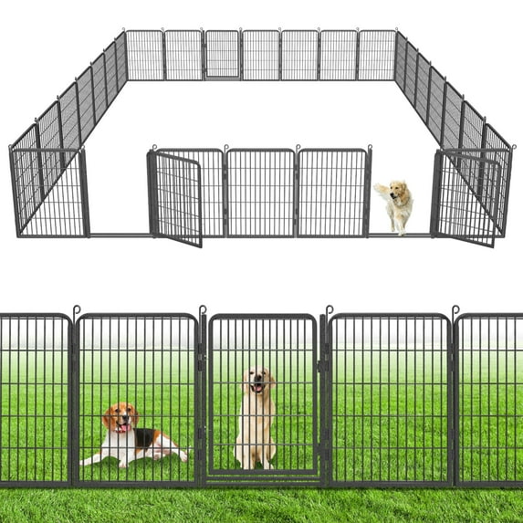 Jhsomdr Decorative Garden Fence with Gate 52ft (L)×32in (H) Heavy Duty Metal Fence Outdoor Wire Fence No Dig Fence Panel Animal Barrier Garden Fencing for Yard Landscape