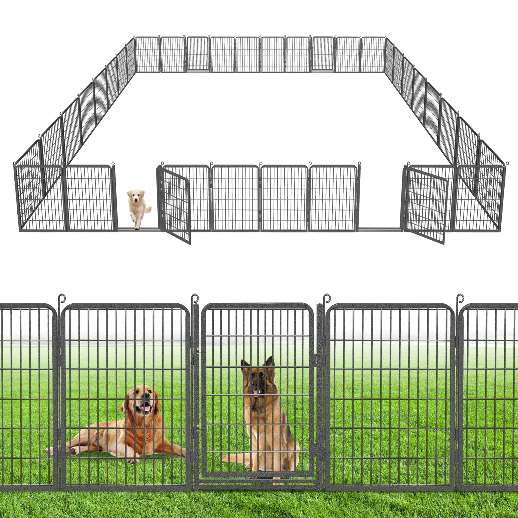 Jhsomdr Decorative Garden Fence with Gate 86ft (L)×40in (H) Heavy Duty Metal Fence Outdoor Wire Fence No Dig Fence Panel Animal Barrier Garden Fencing for Yard Landscape