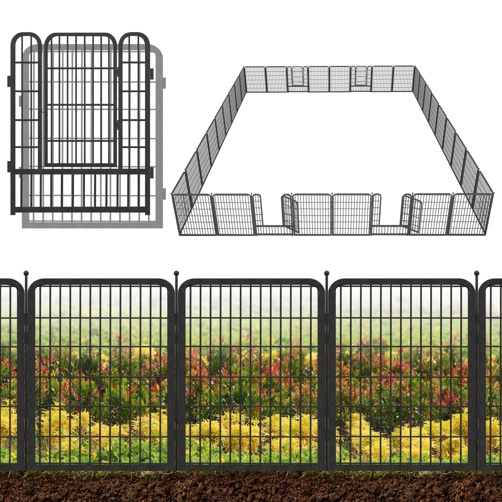 新品FENCE OF DEFENSE『REUNITED&STARTING… Jhsomdr Decorative Garden Metal Fence 77ft (L)×40in(H) 34 Panels