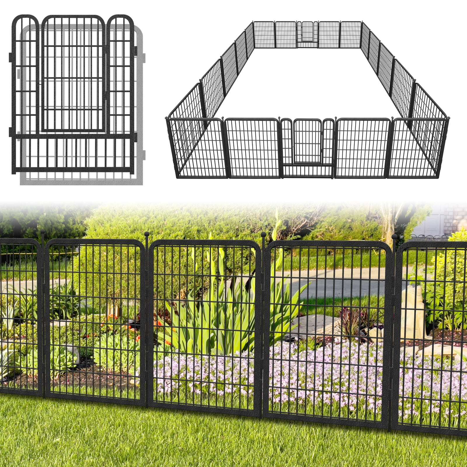Jhsomdr Decorative Garden Metal Fence Outdoor 45ft (L)×40in(H) 20 Panels  Rustproof Wire Fence No Dig Animal Barrier Temporary Fencing for Yard, Patio,  Flower Bed - Walmart.com, image size:1600x1600