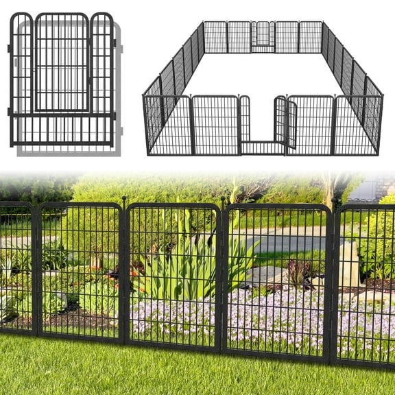 Jhsomdr Decorative Garden Metal Fence Outdoor 50ft (L)×40in(H) 22 Panels Rustproof Wire Fence No Dig Animal Barrier Temporary Fencing for Yard, Patio, Flower Bed