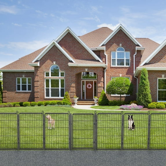 Jhsomdr Decorative Garden Metal Fence with Gate 31ft (L)×32in (H) Outdoor Wire Fence No Dig Animal Barrier Fencing for Patio Yard Flower Bed