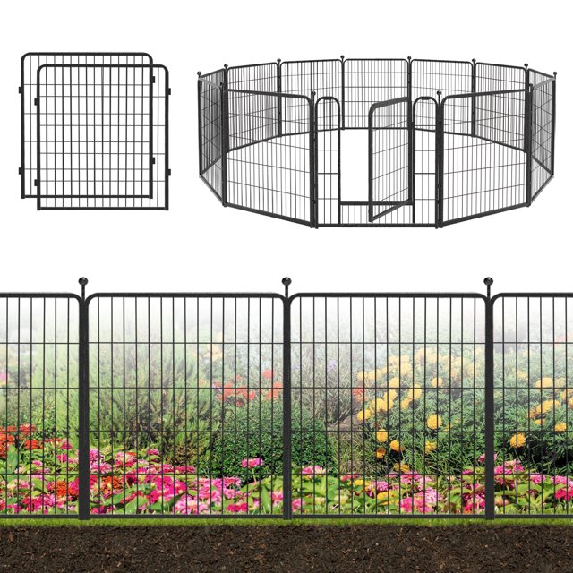 Jhsomdr Decorative Garden Metal Fencing 28ft (L)×32in(H) 12 Panels