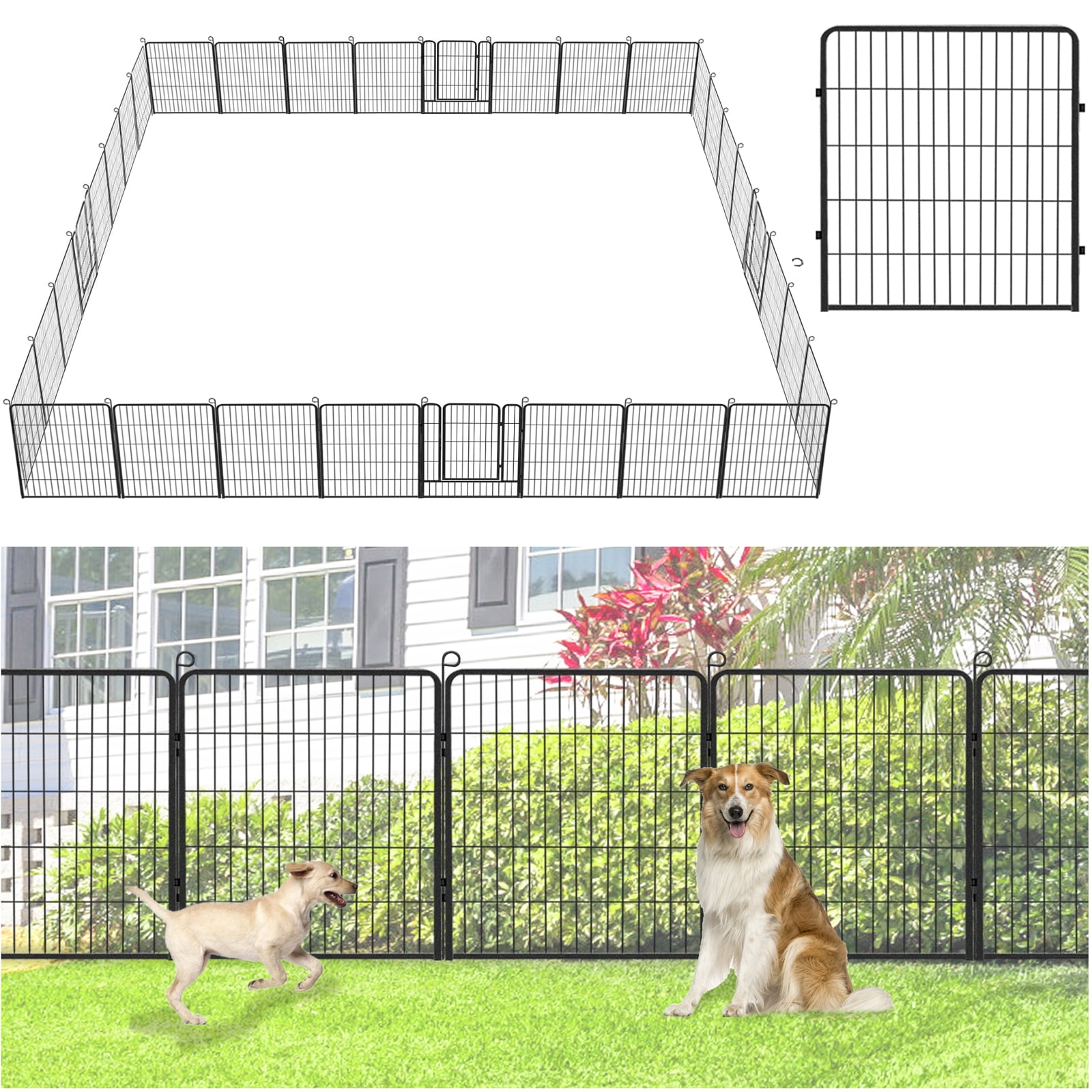 Jhsomdr Decorative Metal Garden Fence 54ft (L)×40in (H) Heavy Duty Iron