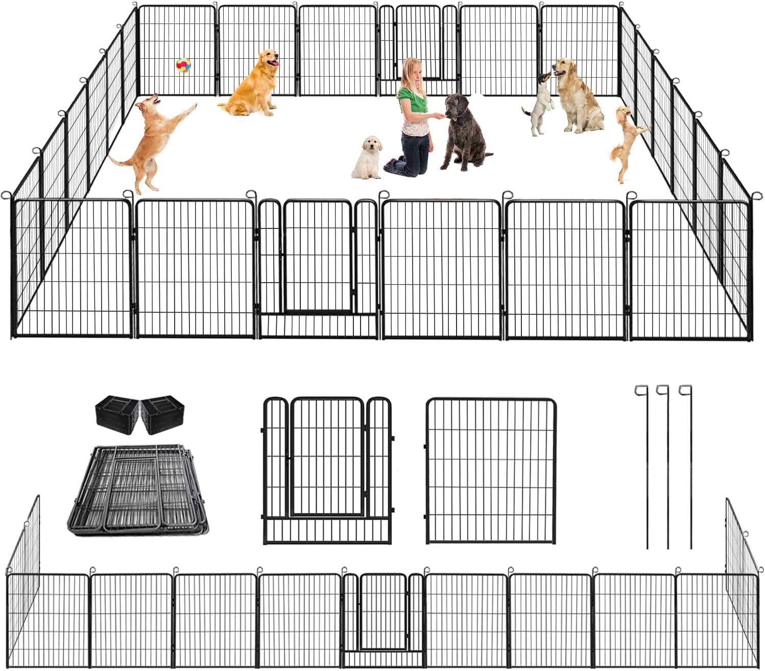 Jhsomdr Dog Pen Outdoor Dog Fence Puppy Playpen Dog Playpen, 32 inch