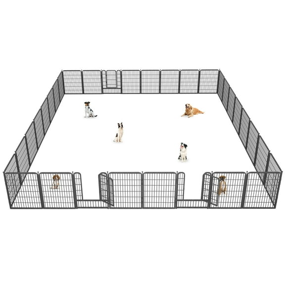 Jhsomdr Dog Playpen Dog Fence Outdoor for Yard 32 Panels 40" Height Puppy Playpen Dog Exercise Pen Indoor Pet Fence with Doors for Large/Medium/Small Dogs