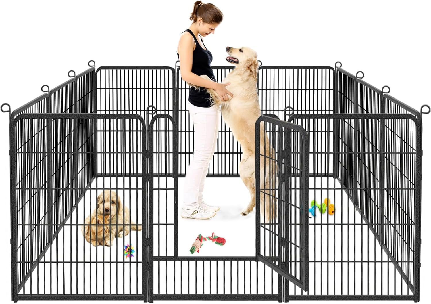 Jhsomdr Dog Playpen Outdoor 10 Panel 32" Height x 26" Width Pet Fence Heavy Duty Puppy Playpen Dog Exercise Pen with Door for Small/Medium Dogs
