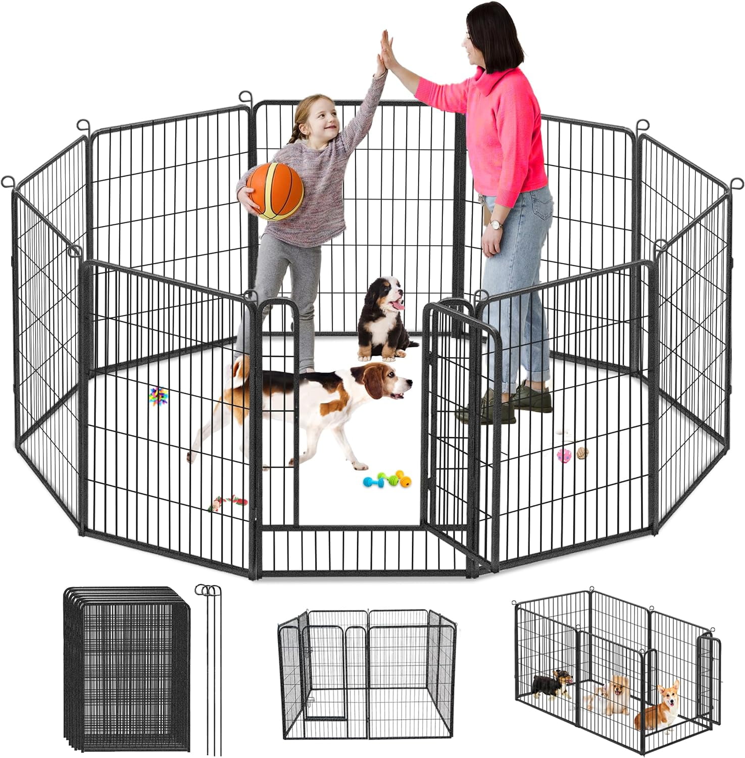 Jhsomdr Dog Playpen Indoor Outdoor 10 Panels 32" Height Dog Fence Puppy