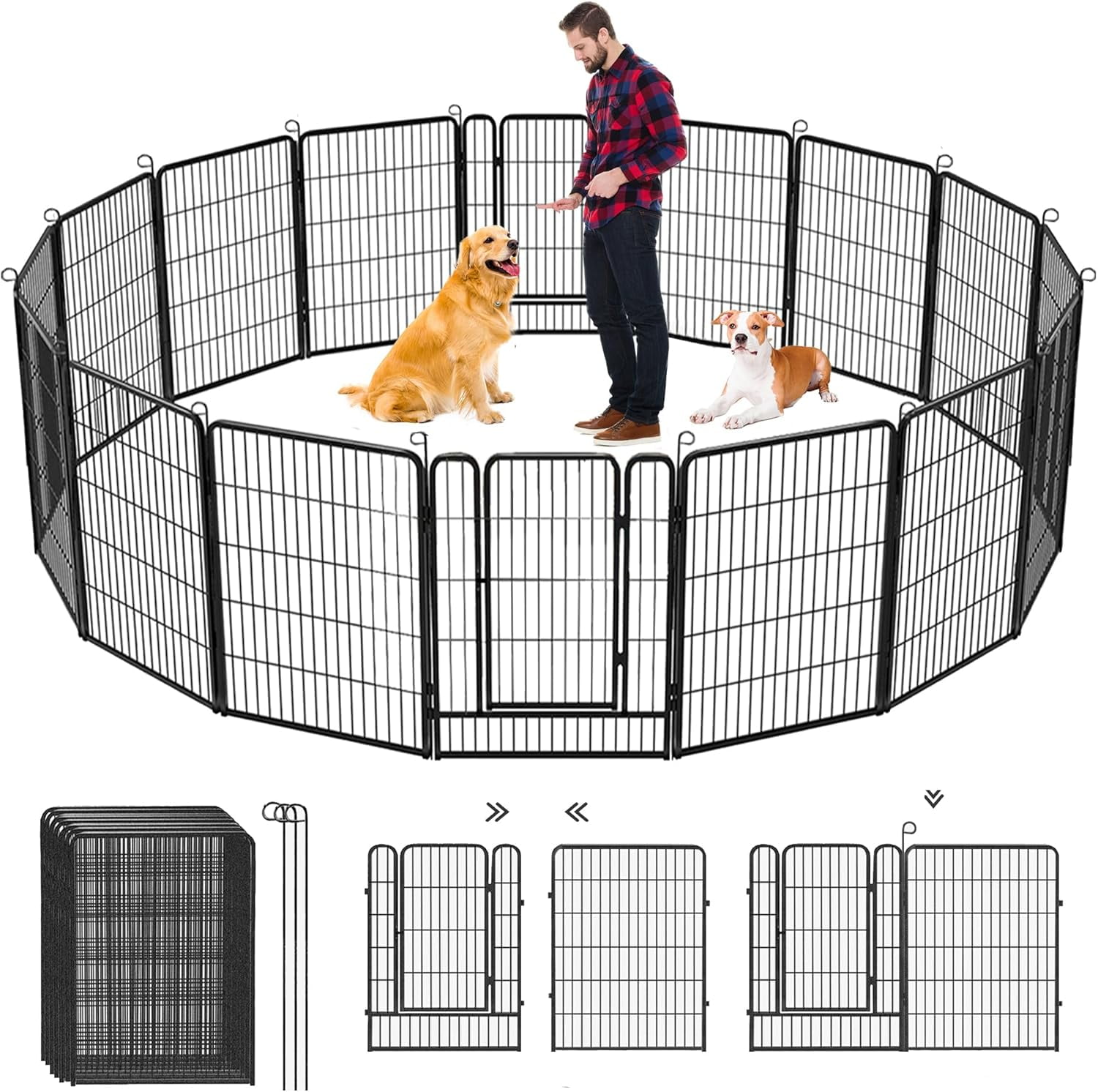 Jhsomdr Dog Playpen Outdoor 14 Panel 32" Height x 26" Width Pet Fence ...