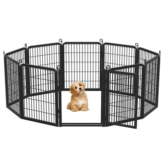 Jhsomdr Dog Playpen Outdoor 10 Panels 32"H Dog Pen Pet Fence Panels Heavy Duty Puppy Playpen Dog Exercise Pen with Large Door for Medium/Small Dogs