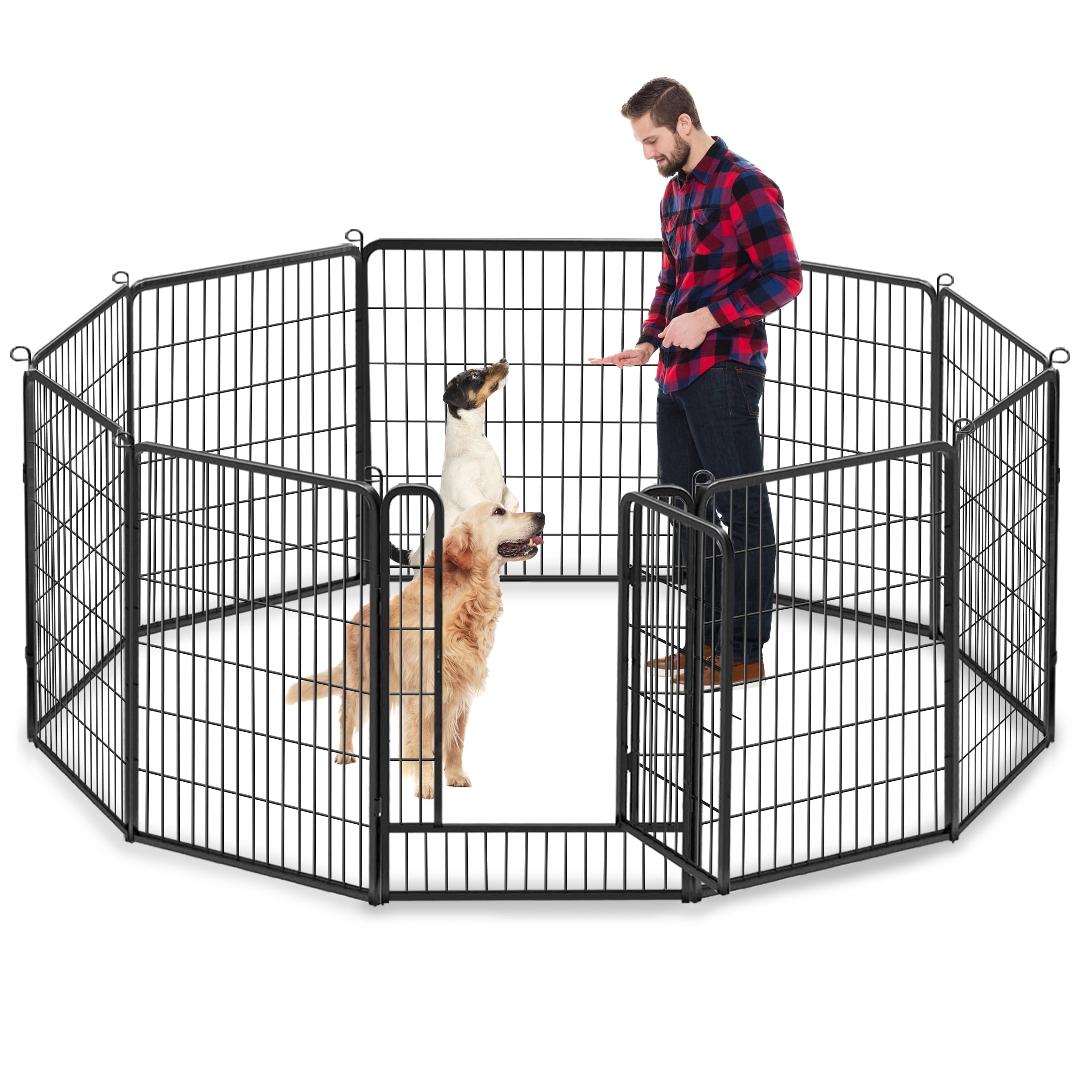 Jhsomdr Dog Playpen Outdoor 10 Panels 40" Height Heavy Duty Metal Dog