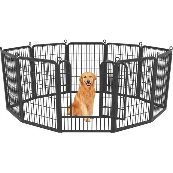 Jhsomdr Dog Playpen Outdoor 10 Panels 40" Height Heavy Duty Metal Dog Fence Puppy Playpen with Doors for Large/Medium/Small Dogs Indoor Pet Fence Exercise Dog Pen for RV, Camping, Yard