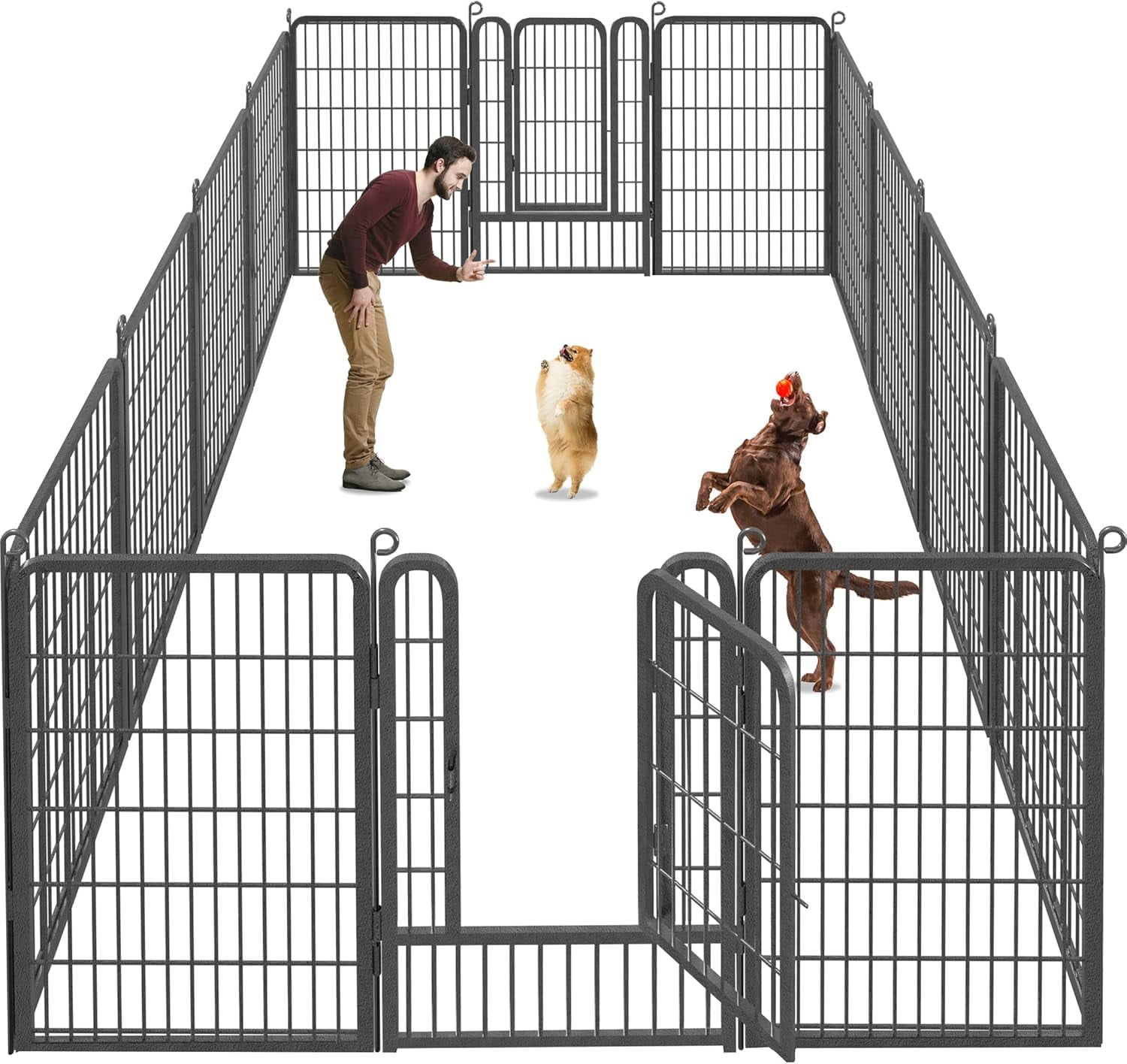 Jhsomdr, Dog Playpen, 14 Panels, 40 inch Height Heavy Duty Metal Fence ...