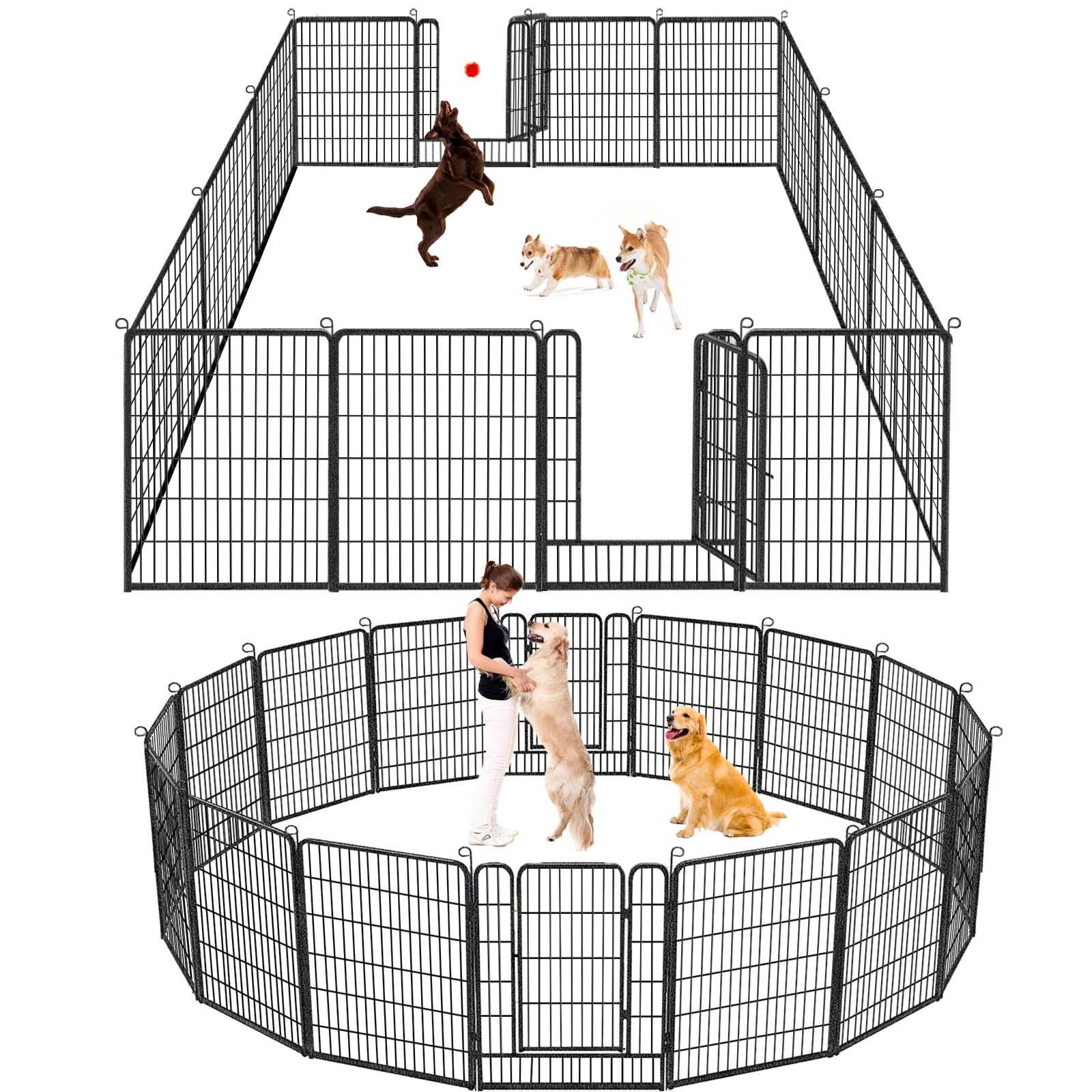 Jhsomdr Dog Playpen Outdoor 14 Panels 40" Height Heavy Duty Metal Dog