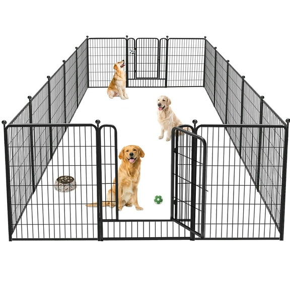Jhsomdr Dog Playpen Outdoor, 16 Panels 40" Height Metal Dog Fence Puppy Playpen with Doors for Large/Medium/Small Dogs, Indoor Pet Fence Exercise Pen for RV, Camping, Yard